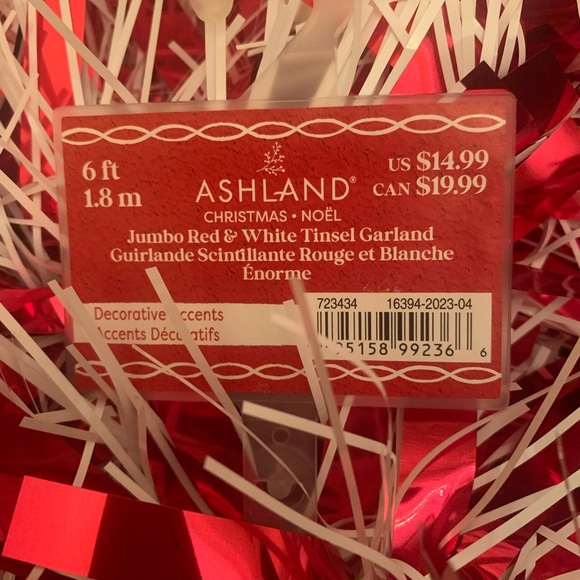 🏃🏻‍♀️‍➡️🏃🏻‍♂️‍➡️2 for $22 itemNWT Ashland Jumbo Red/White Tinsel Garland6ft - Picture 2 of 2
